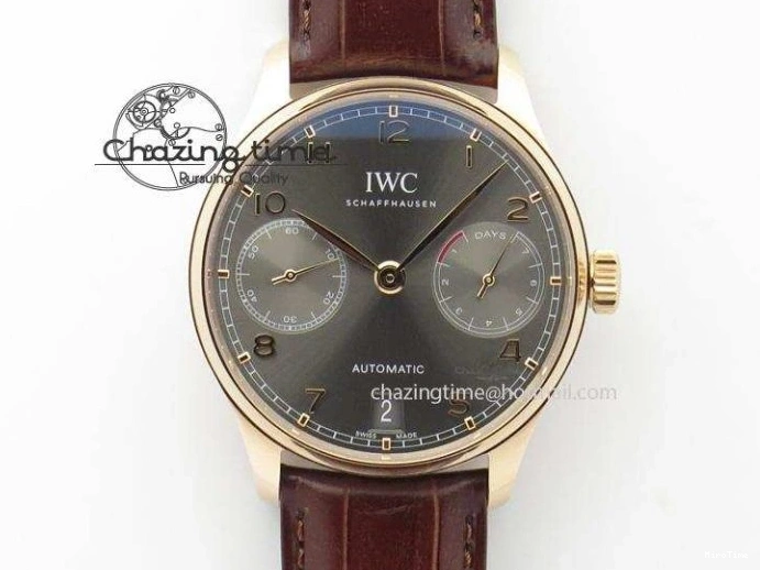 MIROTIME 0110 Original Portuguese 40mm Chrono RG Gray Dial Sliver Subdial on Leather Strap A 7392